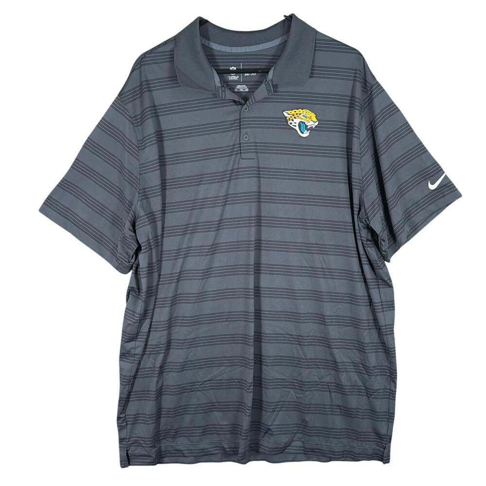 Nike NFL Mens Shirt Gray Striped On Field DriFit Jacksonville Jaguars Polo XXL